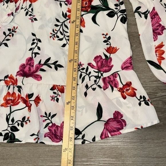 Old Navy Womens Floral Peplum Blouse XL White & Pink - Picture 9 of 10